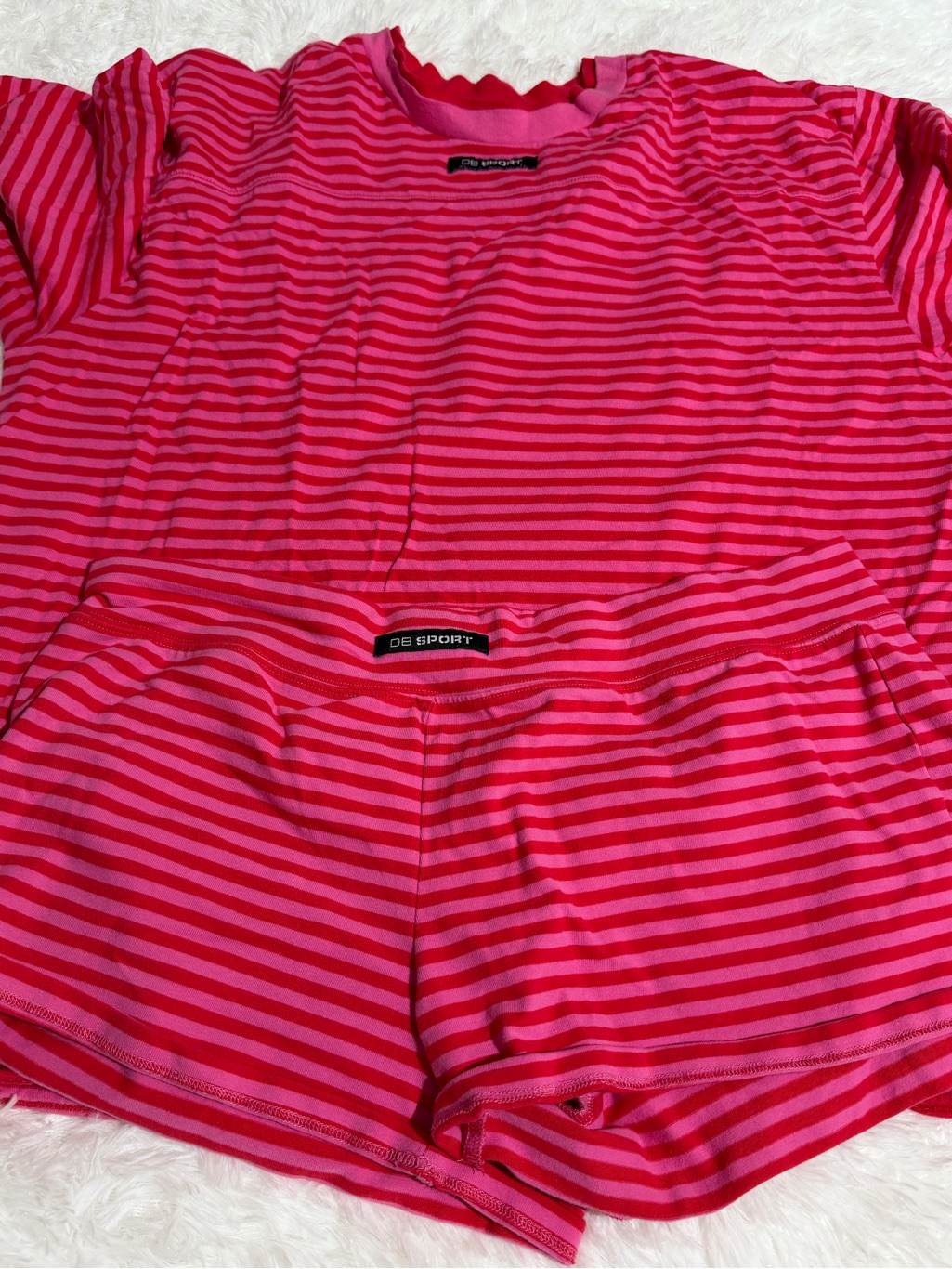 Dairy Boy Xl/Xxl Striped The Big Tee Mini Short Pink Picnic Stripe Matching Set — image 3 of 8